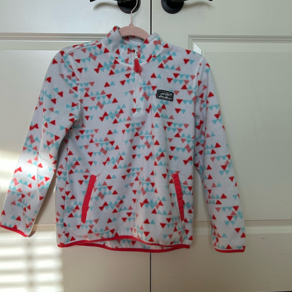 Patagonia Kids Fleece Pullover - Red and Teal Triangles